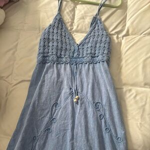 Blue Crochet Top Dress